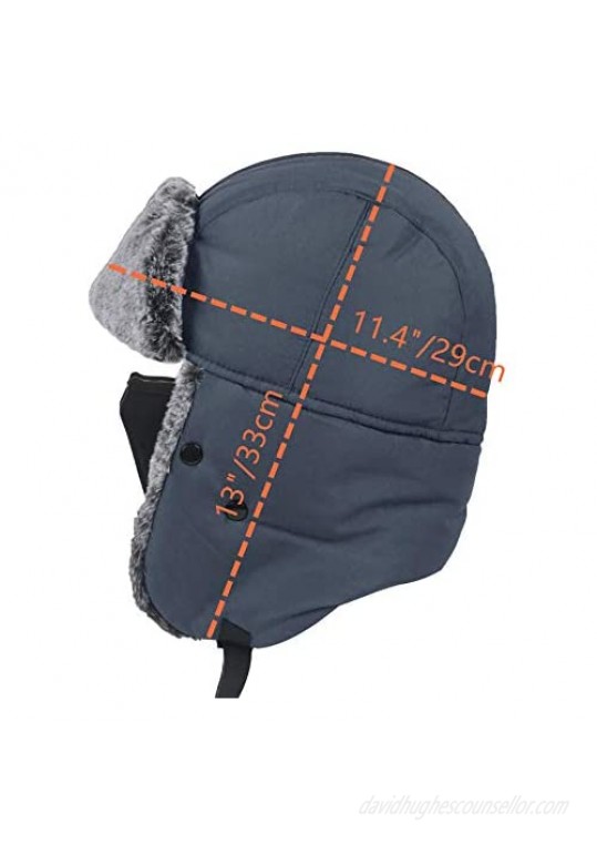 ZffXH Winter Warm Trapper Hat with Windproof Mask Waterproof Ushanka Ear Flap Chin Strap