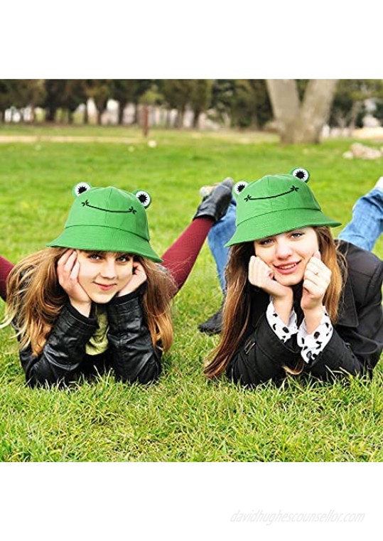 2 Pack Cute Frog Bucket Hat for Women Teens Froggy Panama Foldable Sun Hat