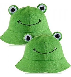 2 Pieces Frog Bucket Hat Cute Fisherman Hat Frog Bucket Sun Protection Cap Wide Brim Fisherman Hat