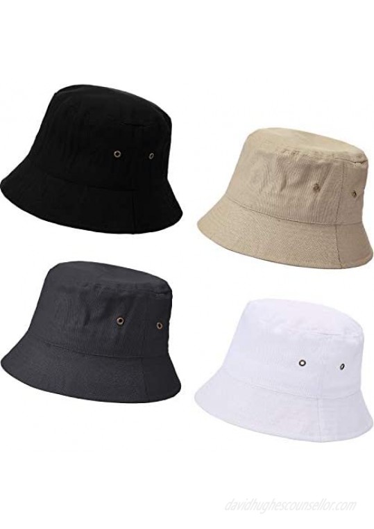 4 Pieces Bucket Hat Sun Hat Packable Travel Hat Washed Beach Fishing Hat for Men Women Kids