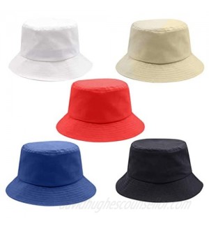 5 Pcs Packable Bucket Hats Cute Bucket Cap  Unisex Beach Sun Hat for Outdoor  Fishing  Hiking(Multi-Color)