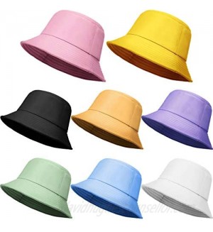 8 Pieces Bucket Hat Foldable Packable Bucket Cap Bucket Sun Hat for Unisex Wide Brim Outdoor Summer Cap Hiking Beach Sports  8 Colors
