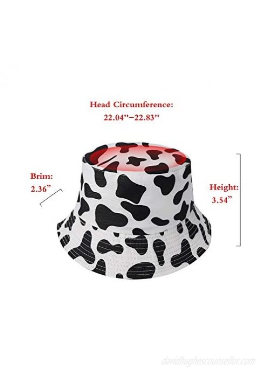 Animal Pattern Bucket Hat Cow Printed UV Protection Reversible Fisherman Hat for Women Men Sun Hats