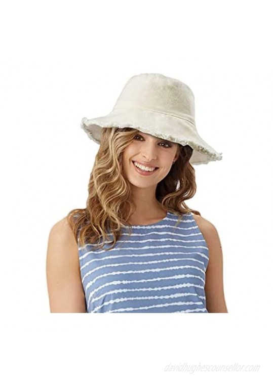 Bucket-Hat Distressed Sun-Protection Washed-Cotton - Summer Wide Brim(3.2inch Wide) Beach Cap