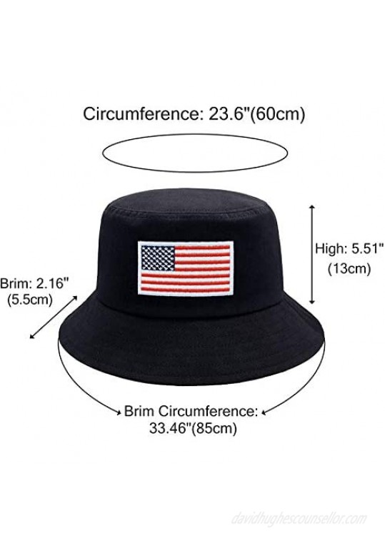 Bucket Hat Unisex-Adult American Flag Embroidered Hat Summer Travel Beach Sun Hat Visor Outdoor Fisherman Cap
