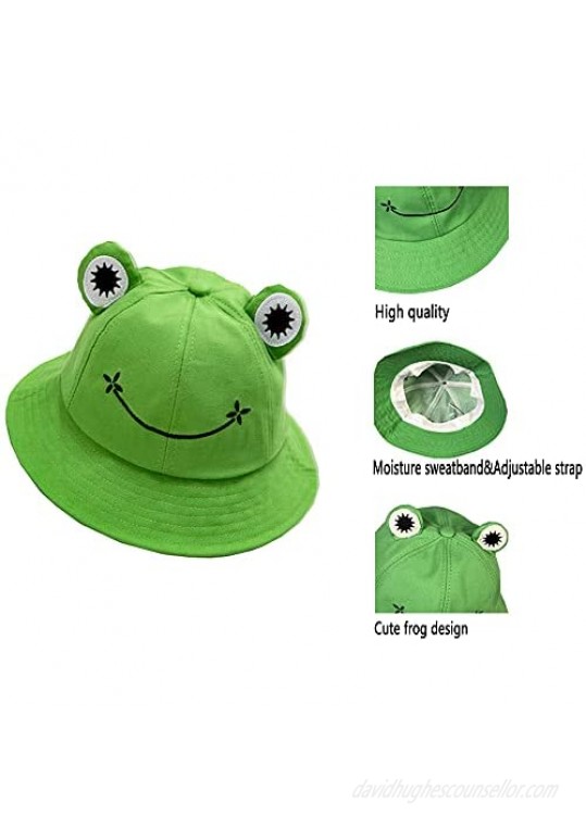 Cute Frog Bucket Women Travel Foldable Sun Hat Green