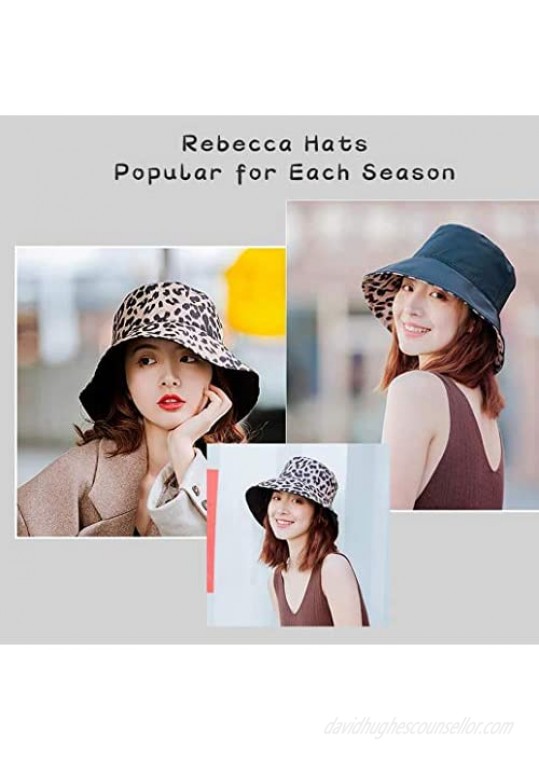 Giovacker Women's Cotton Leopard Print Bucket Hat Sun Wide Brim Reversible Cap