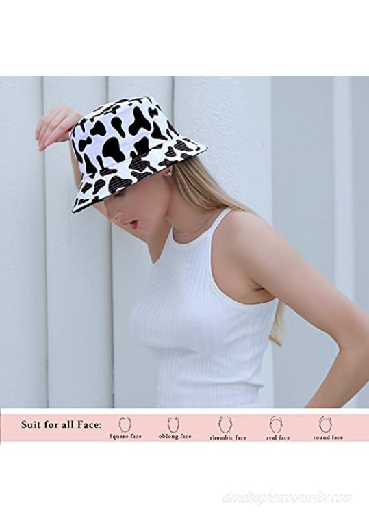 IMIVIO Bucket Hat for Women Teen Girls Unisex Cotton Beach Hat Foldable Summer Travel Sun Hats Fisherman Cap for Teens