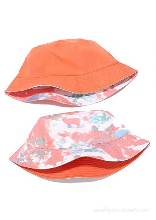 MaxNova Reversible Bucket Hats for Women Travel Beach Sun Hat Flower Embroidery Outdoor Cap Unisex
