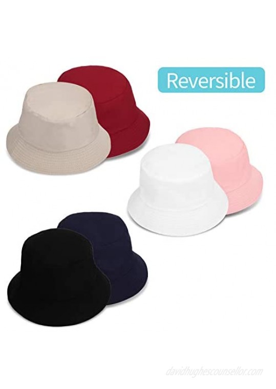MEINICY 3 Pack Cotton Reversible Bucket Hat Summer Sun Protection Hat Foldable Fisherman-Cap for Women
