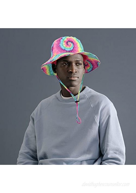 Outdoor Tie Dye Bucket Hat Sun UV Protection Fishing Boonie Cap for Men Women Teens