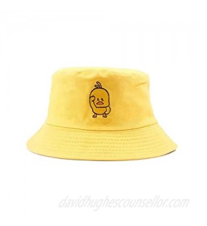QOOEQPQY Unisex Duck Embroidered Bucket Hat Fashion Reversible Fisherman Cap