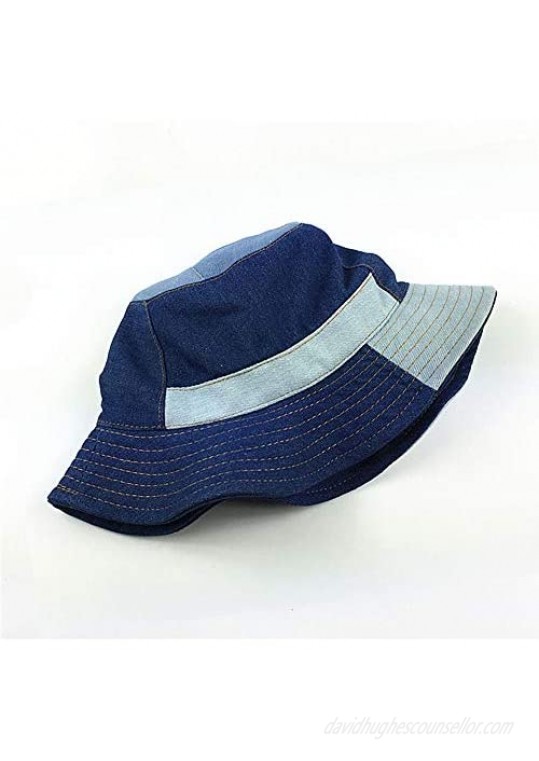 SINLOOG Bucket Hats Unisex Wide Brim Hats Packable Denim Fisherman Caps