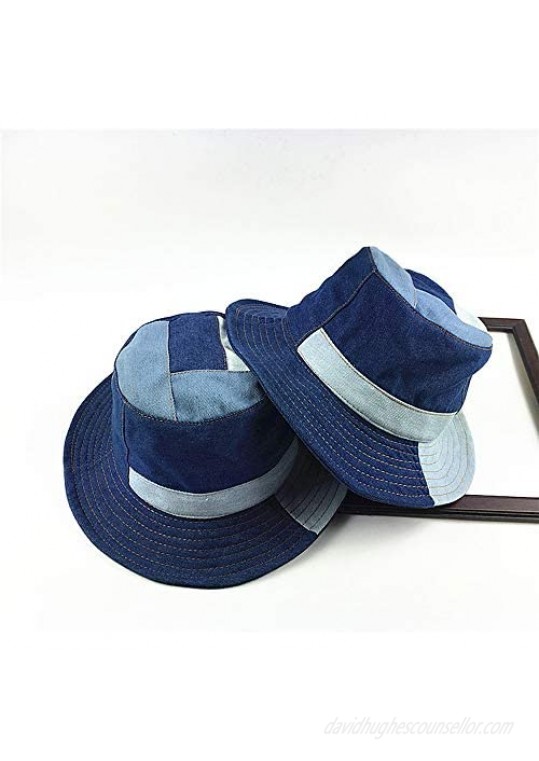 SINLOOG Bucket Hats Unisex Wide Brim Hats Packable Denim Fisherman Caps
