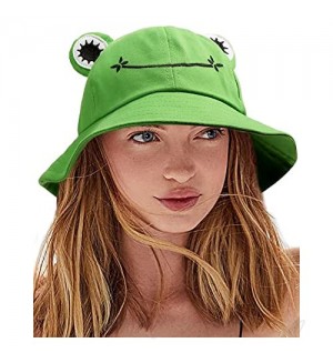 Smile Frog Bucket Hat Womens Adorable Cartoon Frog Sun Hat Wide Brim UV Protection Fishing Hat