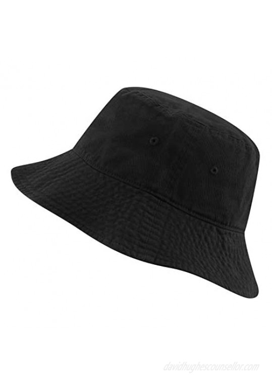 The Hat Depot 100% Cotton Long Brim & Deeper Packable Summer Travel Fashion Bucket Hat