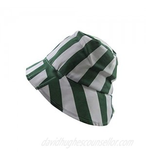 Unisex Vertical Stripes Bucket Hat Packable Fashion Fisherman Cap Sun Hat Cosplay Anime Green-White