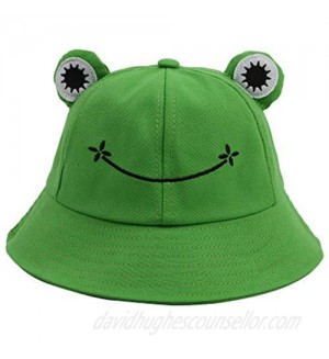 WallDecalsAndArt Cute Green Frog Bucket Hat  Summer Cotton Bucket Sunhat for Adults Womens Wide Brim Fisherman Fun Bucket Hat