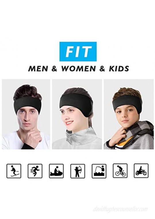 2Pcs Fleece Ear Warmers Headband Winter Outdoor Sport Ear Muffs Ear Band Ear Cover Head Wrap Running Sweatband for Men and Women Black and Gray
