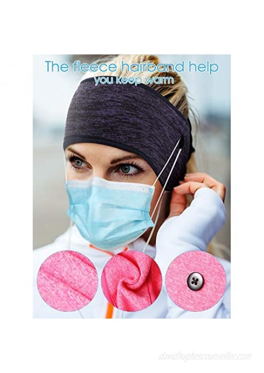 4 Pieces Yoga Button Headbands Ear Warmer Ear Muff Elastic Head Wraps for Men Women Outdoor Activity