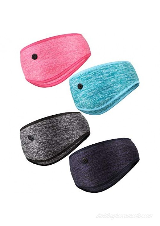4 Pieces Yoga Button Headbands Ear Warmer Ear Muff Elastic Head Wraps for Men Women Outdoor Activity