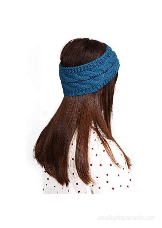 5 Pieces Winter Knit Headband Ear Warmer Headband Crocheted Head Wraps for Women and Girls