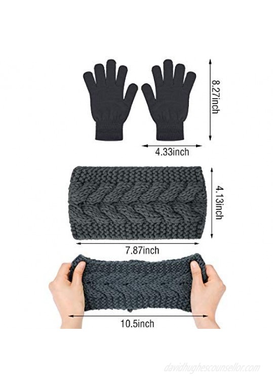 8 Pieces Cable Knit Headbands and Knit Gloves Crochet Head Wraps for Women Girls