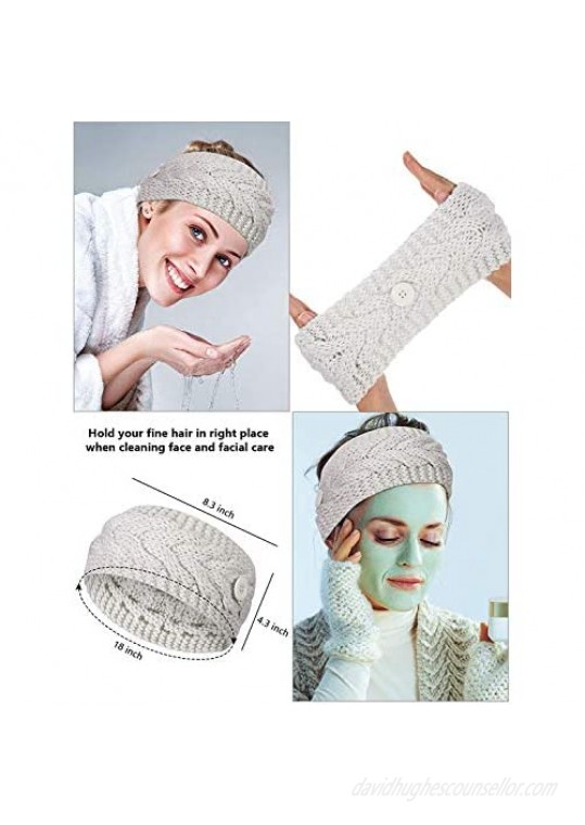 Bolomi Button Knitted Sweater Headbands Winter Ear Warmer Crochet Head Wrap Soft Braided Hairband for Women Girls (pack of 3)
