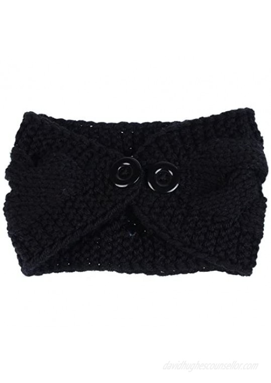 BYOS Womens Fashion Winter Cable Crochet Knit Headband With Adjustable Button
