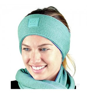 C.C Unisex Winter Thick Ribbed Knit Stretchy Plain Ear Warmer Headband