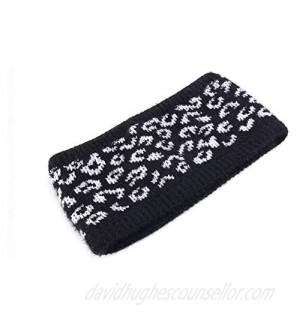 Ever Fairy Soft Leopard Cable Knit Fuzzy Lined Head Wrap Headband Ear Warmer Stretch Winter Warm Headband 6 Colors to Chose