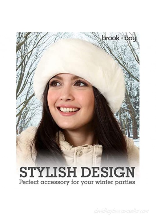 Faux Fur Headband for Women - Furry Winter Russian Ear Warmer for Cold Weather - Fluffy Warm Fleece Lined Stretch Earmuffs