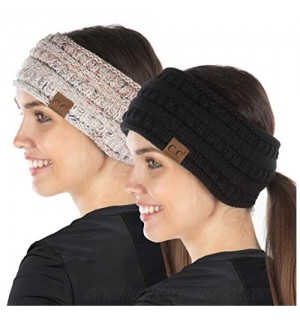 Funky Junque 2-Pack Ponytail Headwrap - Black  Variagated Confetti Oatmeal