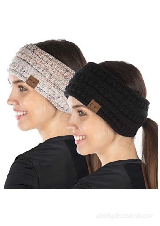 Funky Junque 2-Pack Ponytail Headwrap - Black Variagated Confetti Oatmeal