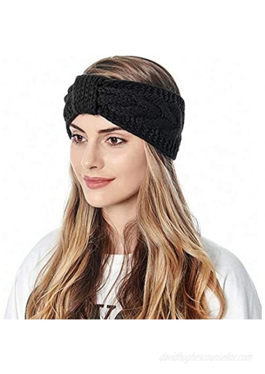 MonicaSun Women Winter Warm Headband Fuzzy Fleece Lined Thick Cable Knit Head Wrap Ear Warmer
