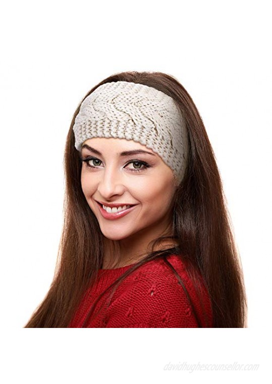 Pangda 6 Pieces Winter Headbands Women's Cable Knitted Headbands Winter Chunky Ear Warmers Suitable for Daily Wear and Sport (Assorted Color)