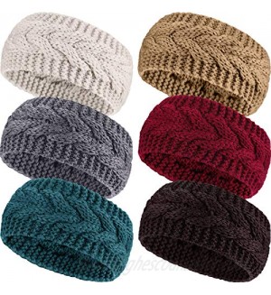 Pangda 6 Pieces Winter Headbands Women's Cable Knitted Headbands  Winter Chunky Ear Warmers Suitable for Daily Wear and Sport (Assorted Color)