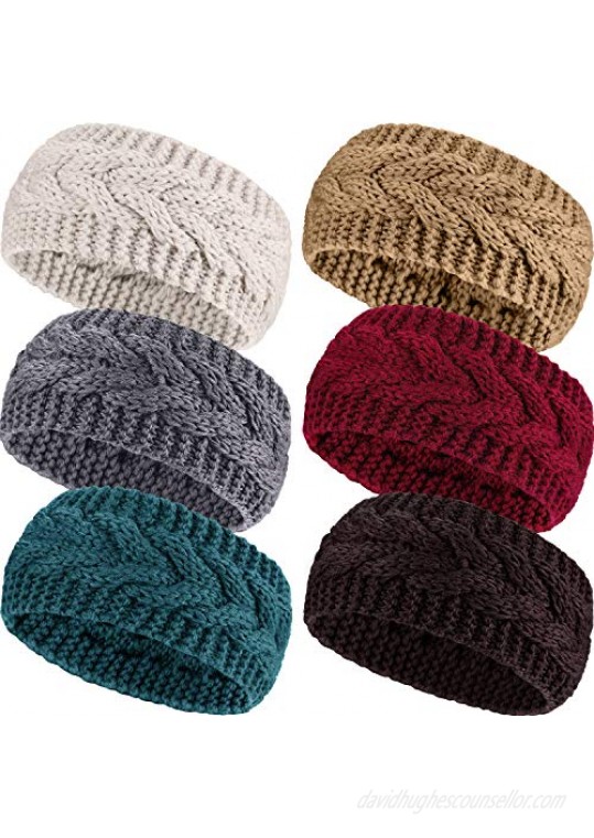 Pangda 6 Pieces Winter Headbands Women's Cable Knitted Headbands Winter Chunky Ear Warmers Suitable for Daily Wear and Sport (Assorted Color)