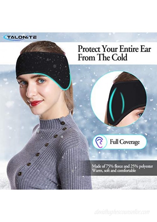 TALONITE Womens Running Ear Warmer Ponytail Headband - (1 Pack/ 2 Pack/ 3 Pack) - Perfect for Winter Outdoor Sports