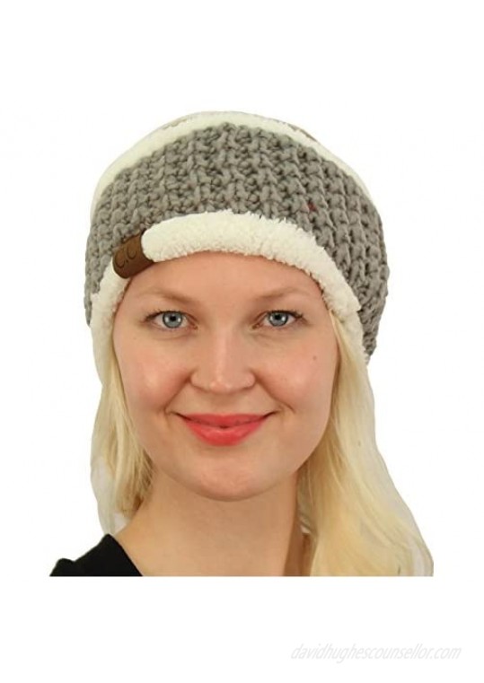 Winter CC Sherpa Polar Fleece Lined Thick Knit Headband Headwrap Hat Cap