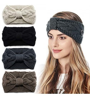 Women Ear Warmers Winter Headbands with Buttons for Mask Crochet Knitted Bands