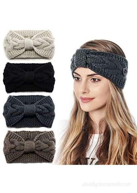 Women Ear Warmers Winter Headbands with Buttons for Mask Crochet Knitted Bands