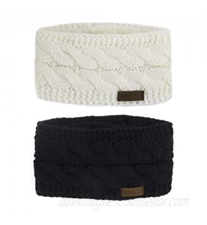 Women Winter Warm Headband Fuzzy Fleece Lined Thick Cable Knit Head Wrap Ear Warmer