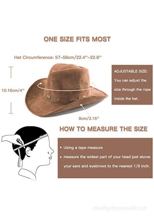 Accessorama Men & Women's Fashion Western Cowboy Hat Cowgirl Hats for Women with Roll Up Brim Felt