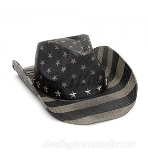 American Flag Cowboy Hat for Men and Women  Western Costume (Grey  Unisex)