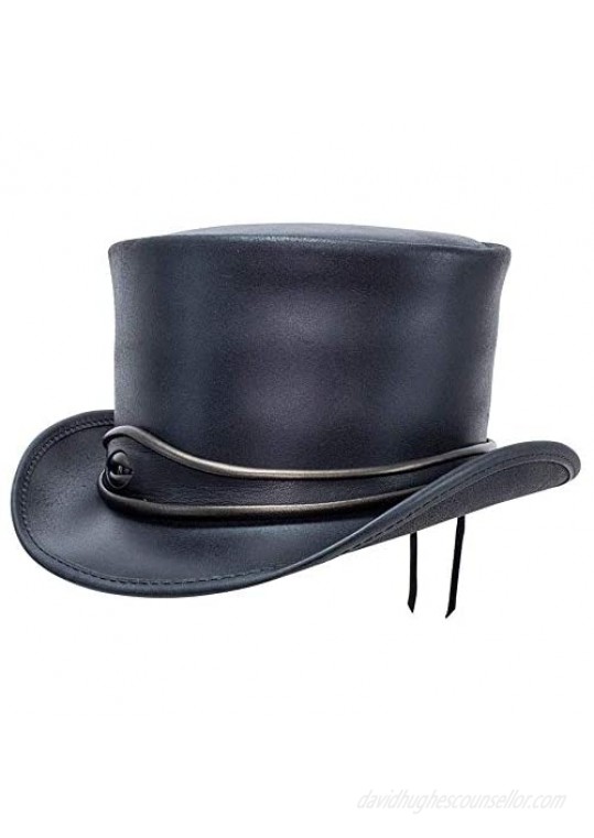 American Hat Makers El Dorado Top Hat with Eye Band — Handcrafted Genuine Leather UV Sun Protection