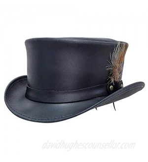 American Hat Makers Marlow Leather Top Hat with LT Band — Handcrafted  Genuine Leather  Highly Durable