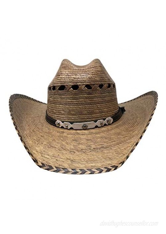 Burnt Chihuahua Palm Leaf Sun Straw hat - Bands Style May Vary - One Size Fits All Small/Medium Light Brown