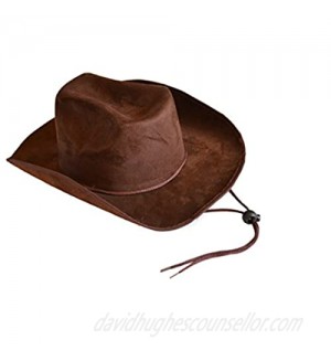Children's Dark Brown Felt Cowboy Hat with Drawstring  Brown  One Size