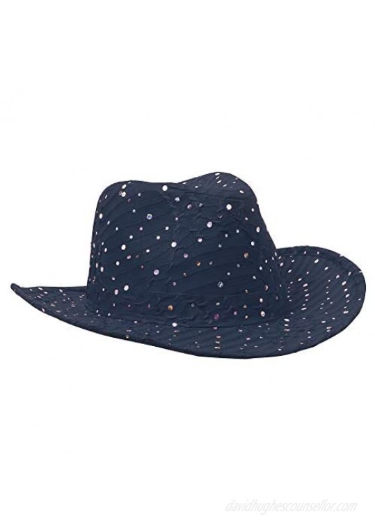Greatlookz Fashion Glitter Sequin Trim Cowboy Hat for Ladies